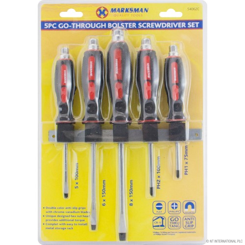 5 Piece screwdriver set with flat head and phillips heads also megnetic